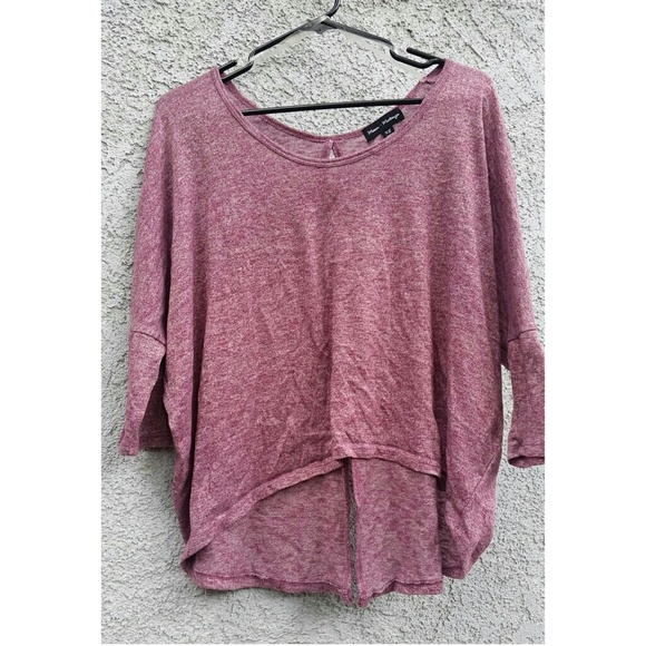 Purple high low buttoned up back top