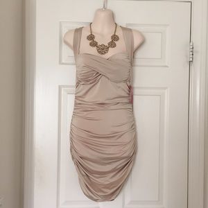 Beige Ruche Dress