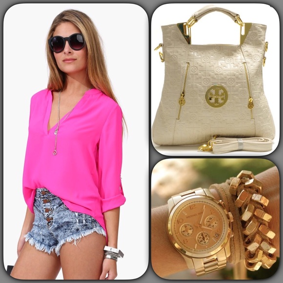 ‼SOLD‼️️Spring Pink Chiffon Top. - Picture 2 of 3