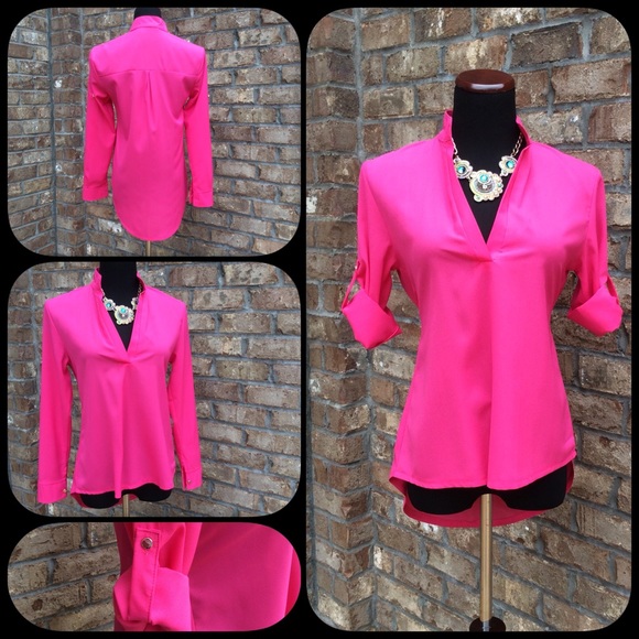 ‼SOLD‼️️Spring Pink Chiffon Top. - Picture 3 of 3