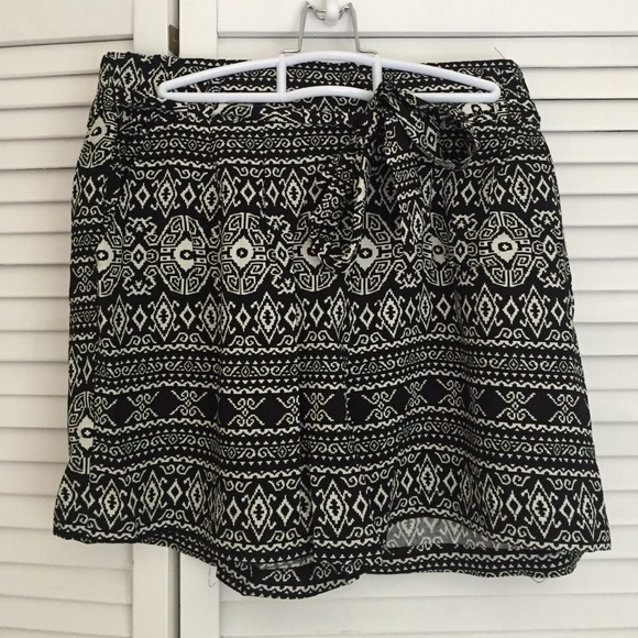Aztec print shorts.