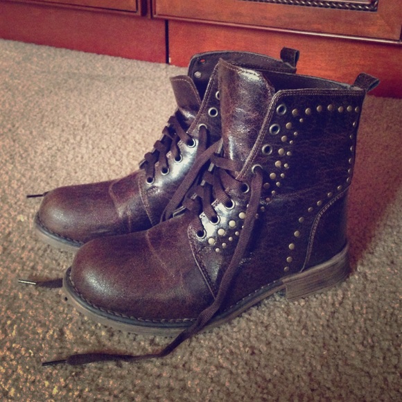 Brown combat boots