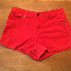 Red corduroy shorts!