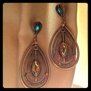 Peacock inspired statement earrings