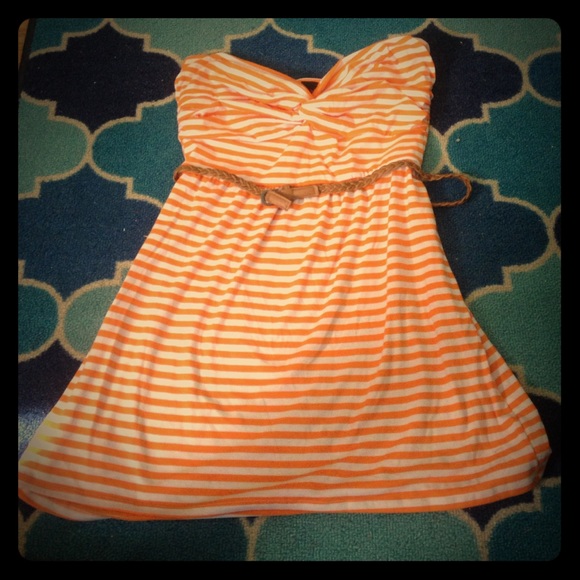 Orange & white sundress with belt