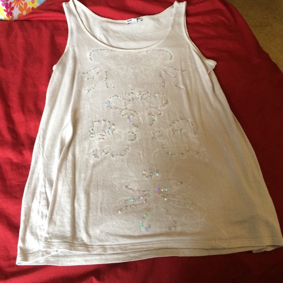 Tan tank top with sequins
