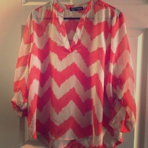 Coral/Cream Chevron Tunic