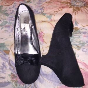 Rampage bow, little heel wedge shoes