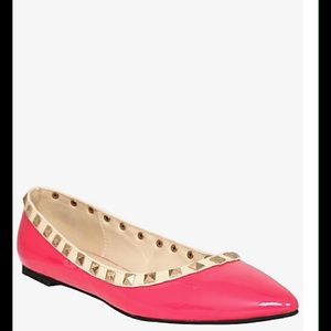 Torrid Pink and Gold Studded Pointy Flats, Size 9W