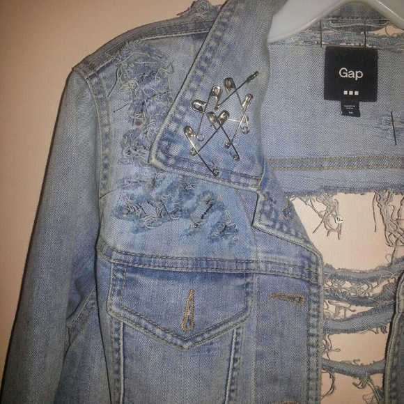 Ripped and Destroyed with Safety Pins Jacket - Picture 2 of 4