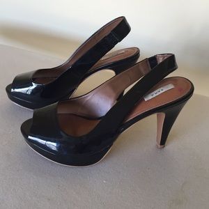 Zara black patent peep toe shoes