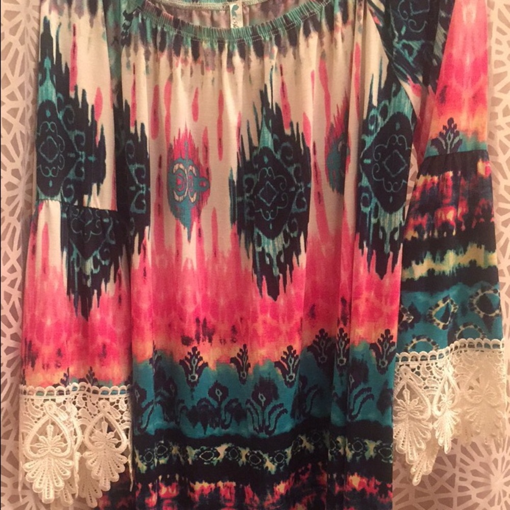 🆕 Vibrant Print Off The Shoulder Dress - Picture 6 of 7