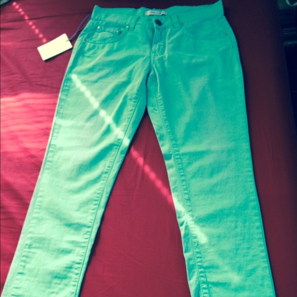 Balmain teal skinny jeans NWT!!