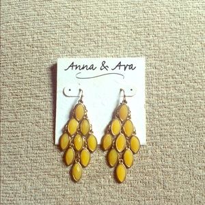 Mustard yellow chandelier earrings