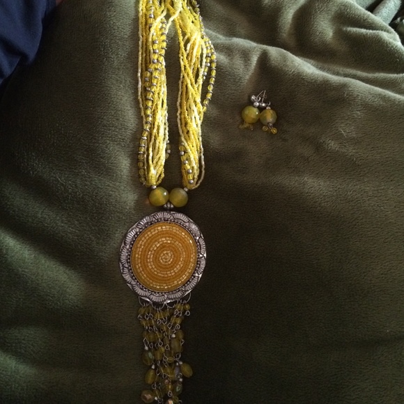 Beautiful unique beaded necklace with earrings