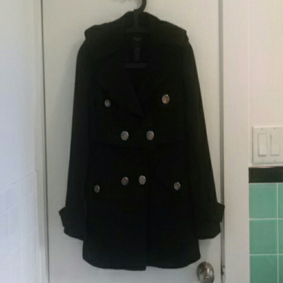 Smythe black wool Pea coat size 2