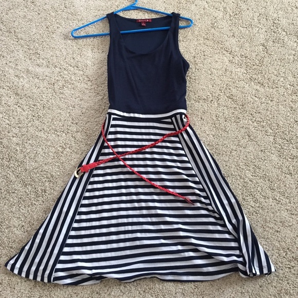 Navy blue striped dress