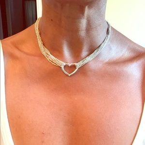 Tiffany & Co Open Heart Multi Chain Mesh necklace