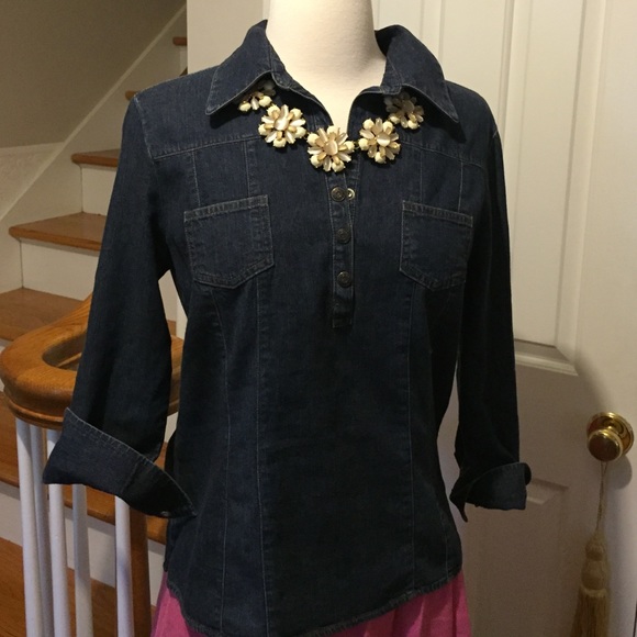 Dark wash denim popover