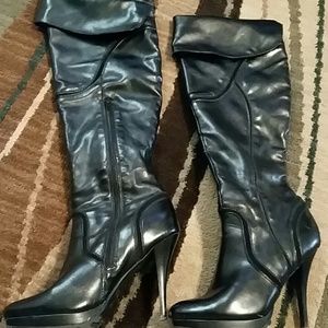 Black, over the knee boots