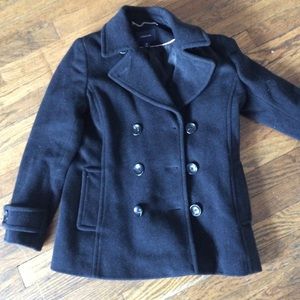 Charcoal grey peacoat. Lands End