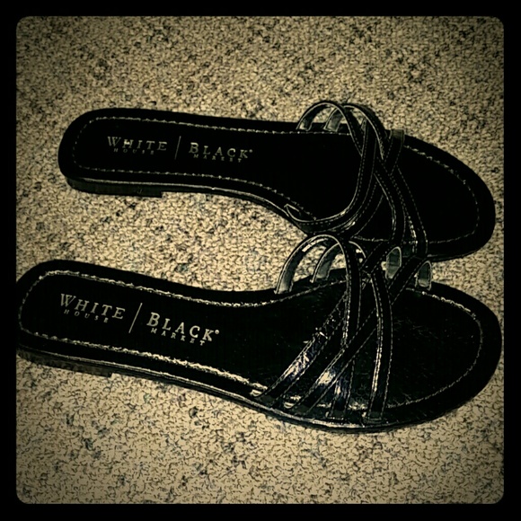 White House Black Market Shoes - WHBM black faux leather sandal
