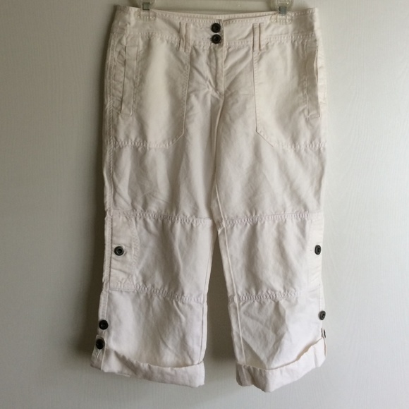 hinge Pants - White Cotton/Linen Capris