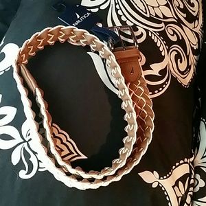Nautica leather and fabric woven belt sz 36/90 NWT