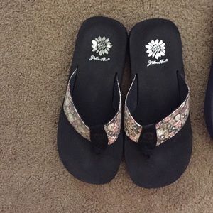 Yellow box flip flops