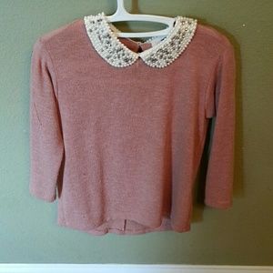 Sweater with beaded collar