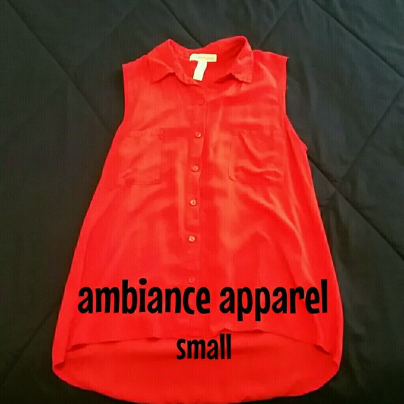 Red Collared Sleeveless button up - Picture 1 of 2