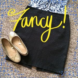 Textured black pencil skirt