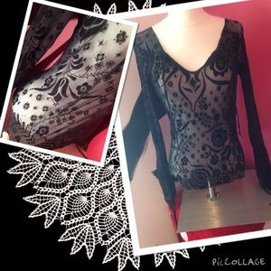 Beautiful black velvet & mesh blouse