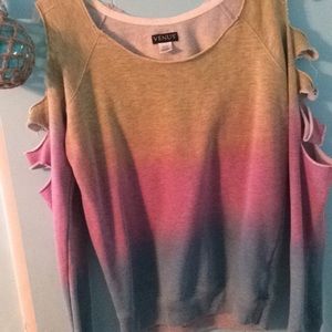 Hole sleeved sweater