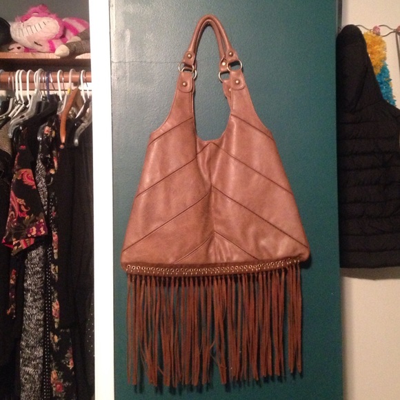 brown fringe purse