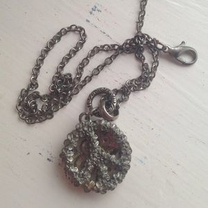 Steam punk peace sign necklace