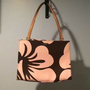Kate Spade Pink and Brown Hawaiian print tote