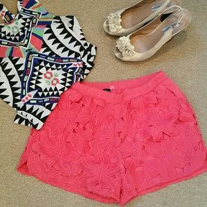 Coral Crochet Shorts