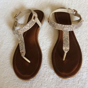 Aldo rhinestone beaded thong sandals