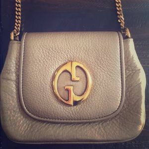 Gold leather Gucci shoulder bag/clutch