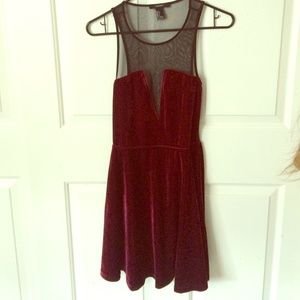 Velvet polyester dress, see-through front and back