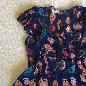 Animal Kingdom blouse birds Anthropologie
