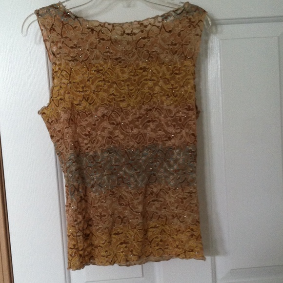 See-through gold/beige laced top