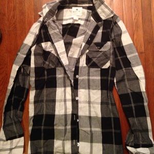 Black and White Plaid Button Shirt