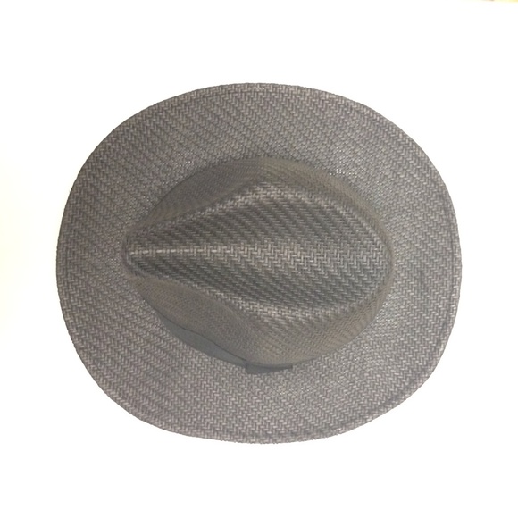 NWT Black Wide Brim Straw Fedora Sun Hat - Picture 3 of 3