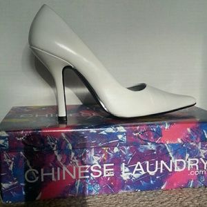 White leather stiletto
