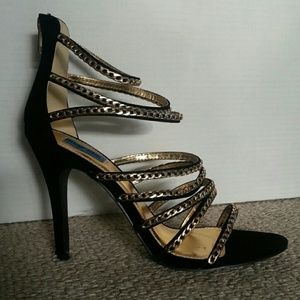 Black & gold high heel shoes
