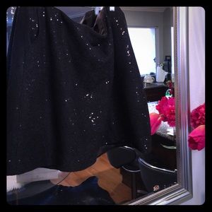 Black wool sequined skirt