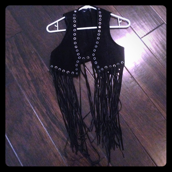 Leather fringe festival vest