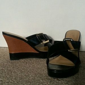 Black wedge sandal